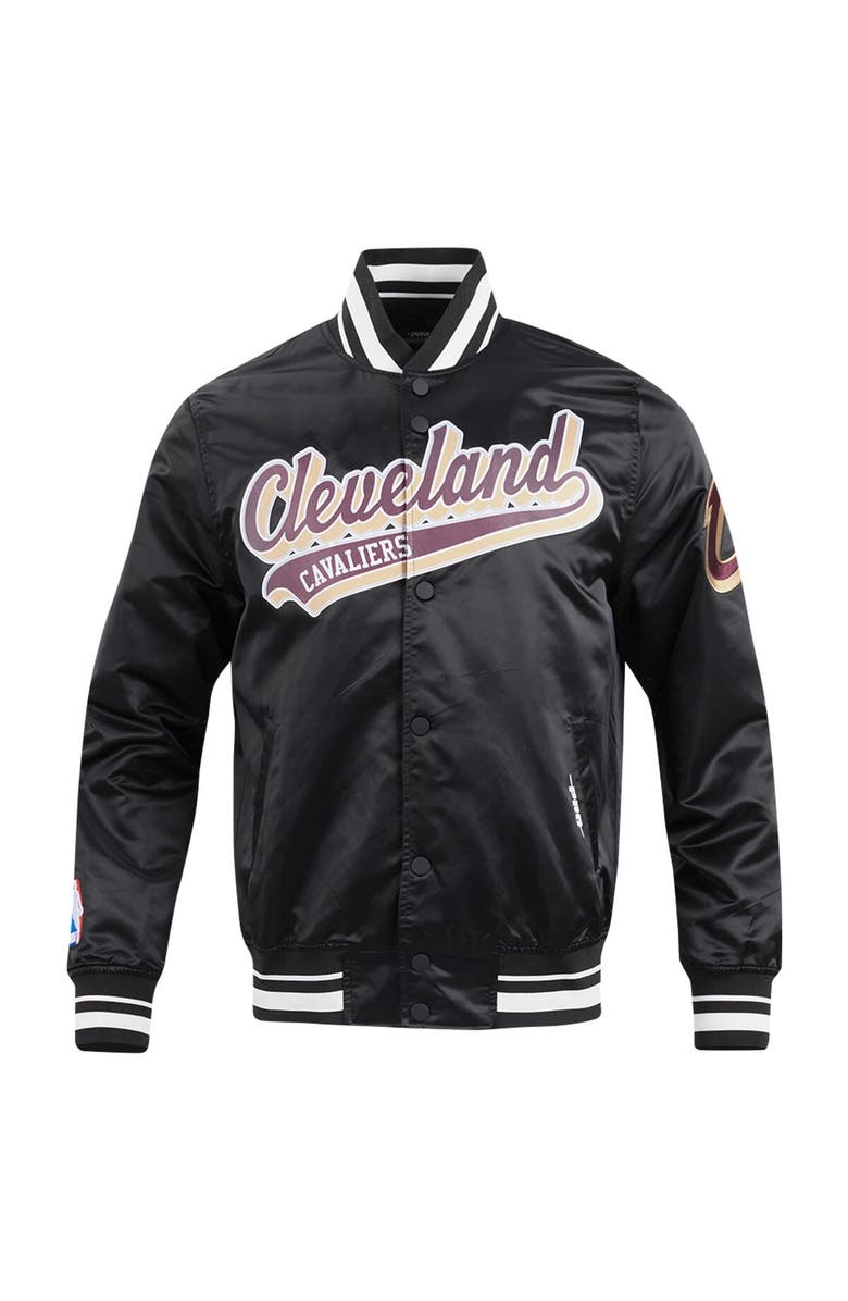 PRO STANDARD Men's Pro Standard Black Cleveland Cavaliers Script Tail Full-Snap Satin Varsity Jacket, Alternate, color,