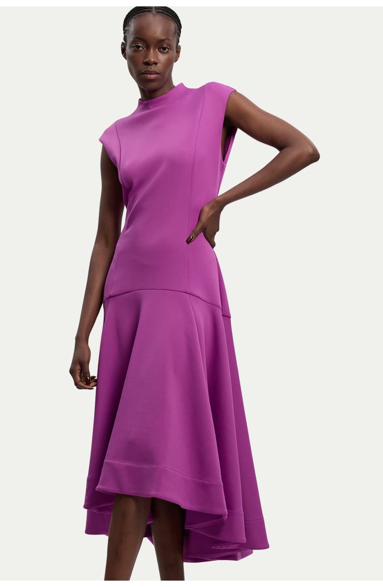 Karen Millen Ruffle Hem Sleeveless Midi Dress, Alternate, color, Purple