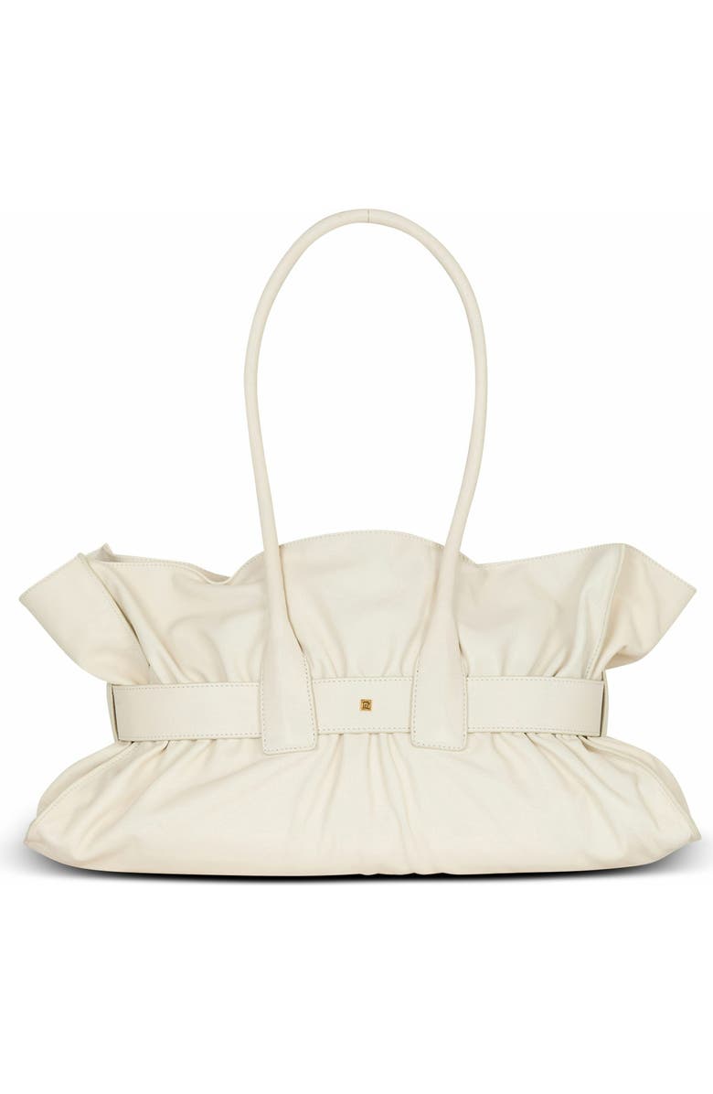 Balmain Large Calfskin Anthem Bag, Alternate, color, White