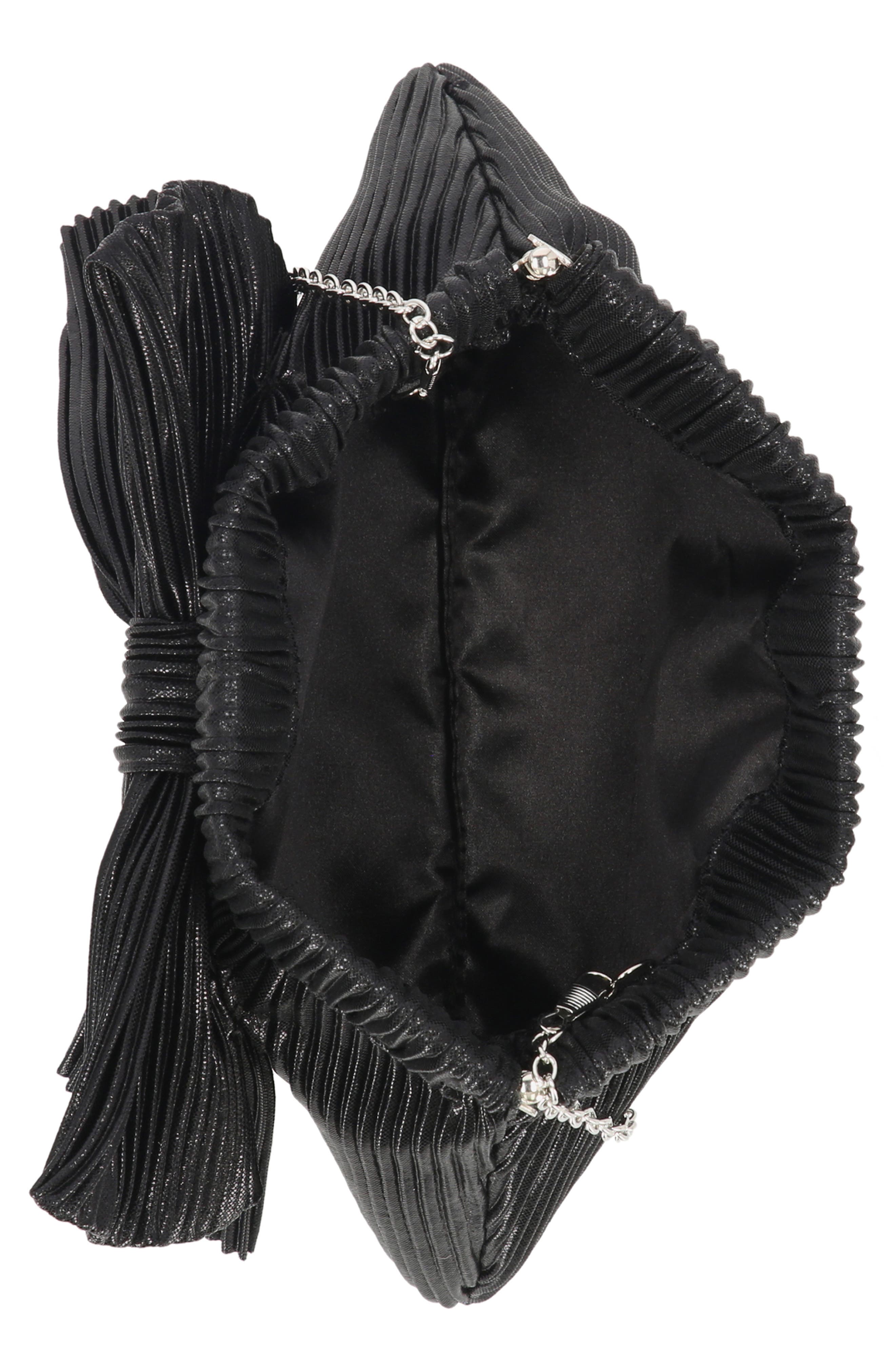 Jessica McClintock Vivienne Pleated Bow Clutch, Alternate, color, Black