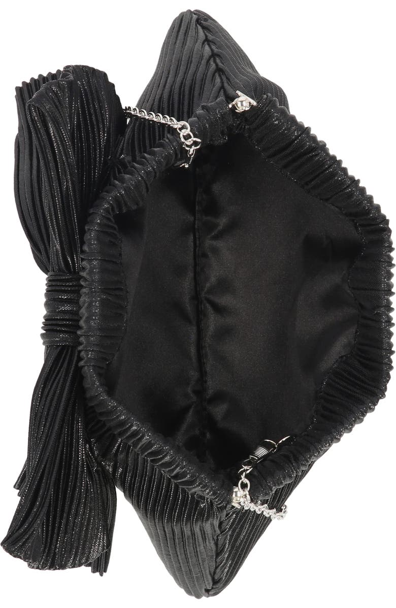 Jessica McClintock Vivienne Pleated Bow Clutch, Alternate, color, Black