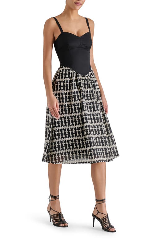 Steve Madden Aster Sleeveless Stretch Cotton Fit & Flare Dress In Black