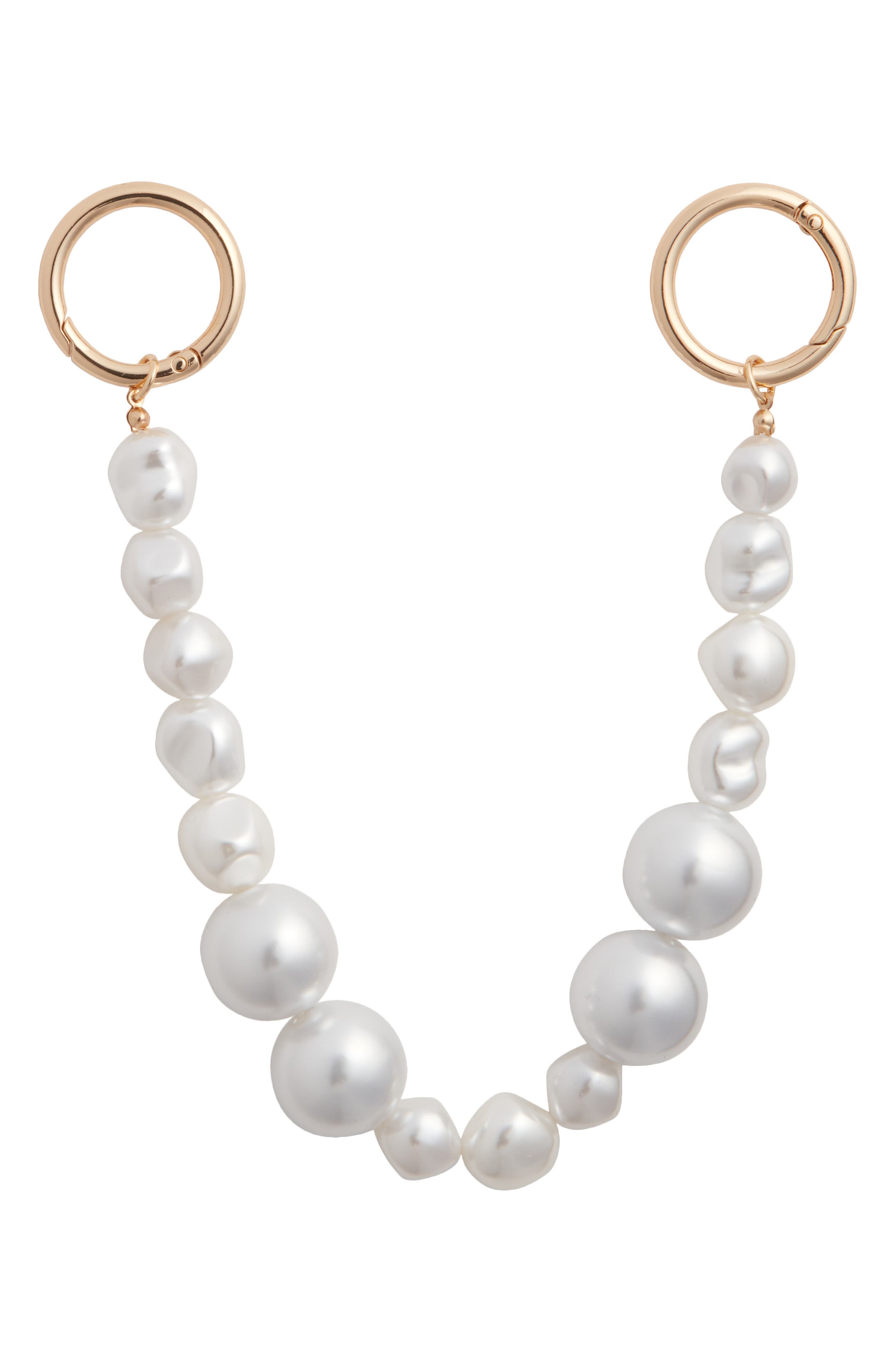 Chelsea28 Faux Pearl Bag Charm, Main, color, White- Gold