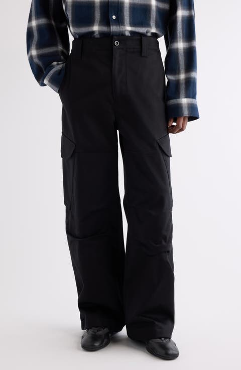 Patsono Heavyweight Organic Cotton Sateen Wide Leg Cargo Pants