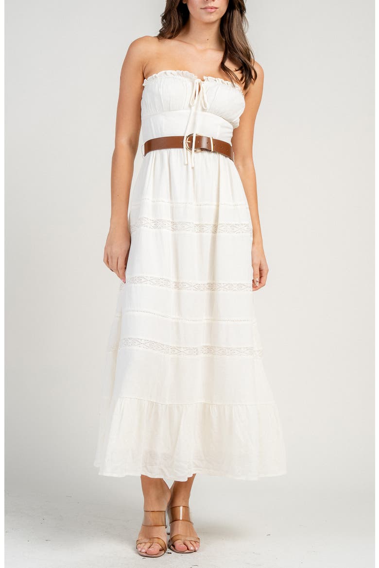 Strapless Long Crepe Dress, Main, color, IVORY