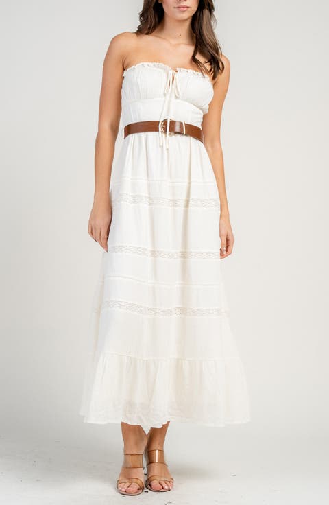 Strapless Long Crepe Dress