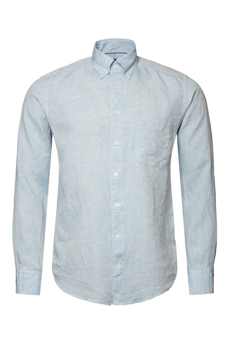 Contemporary Fit Linen Dress Shirt, Alternate, color, BLUE