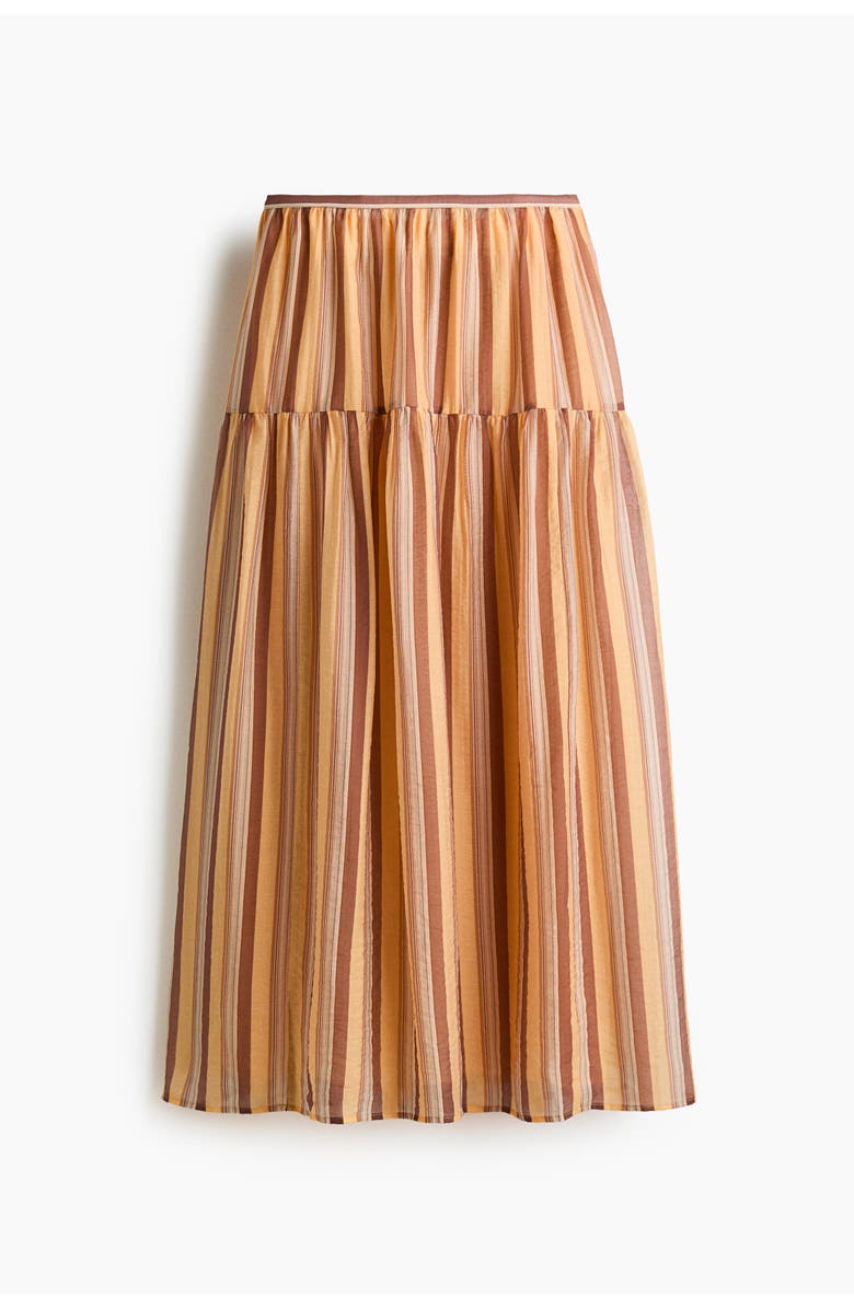 H&M Gathered Skirt, Main, color, Beige/Striped