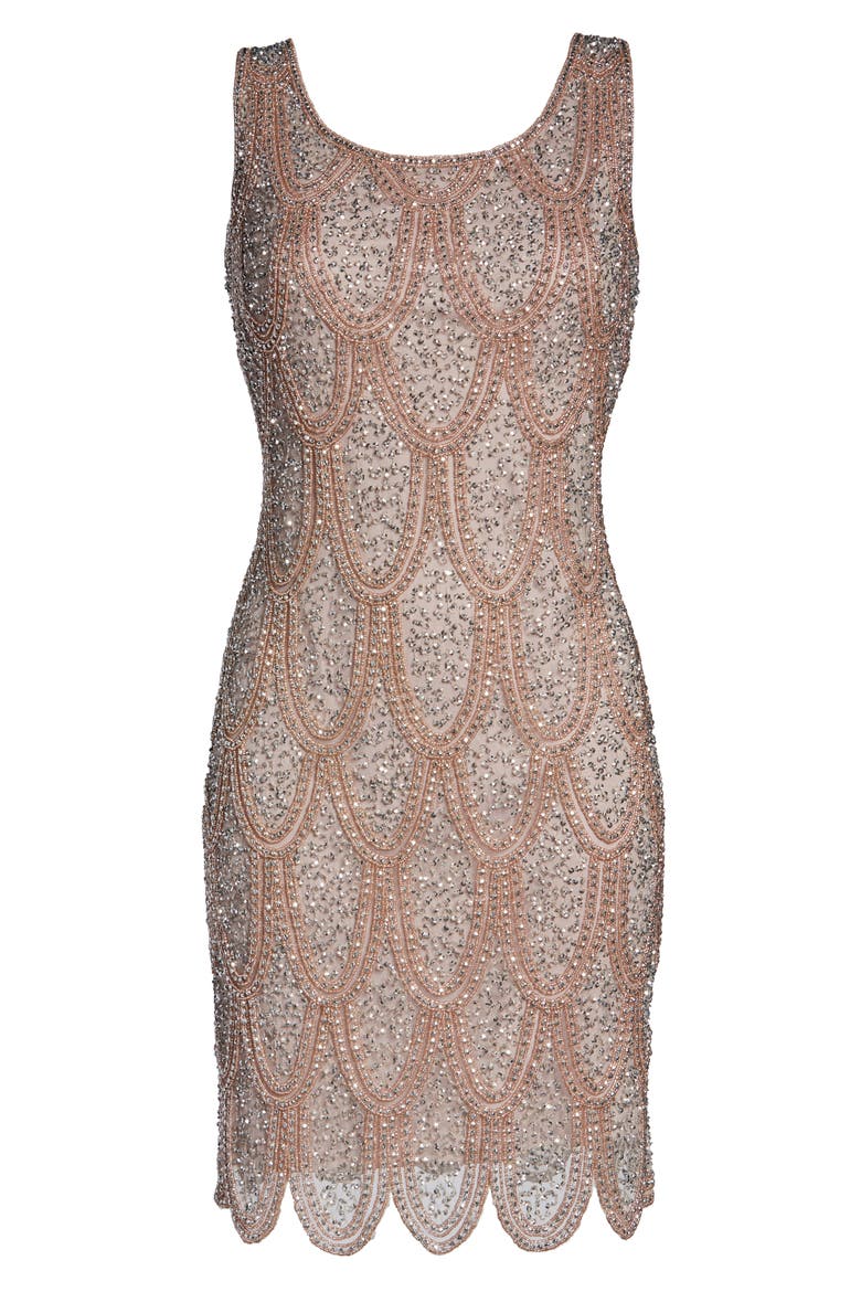 Beaded Cocktail Minidress, Alternate, color, PEARL