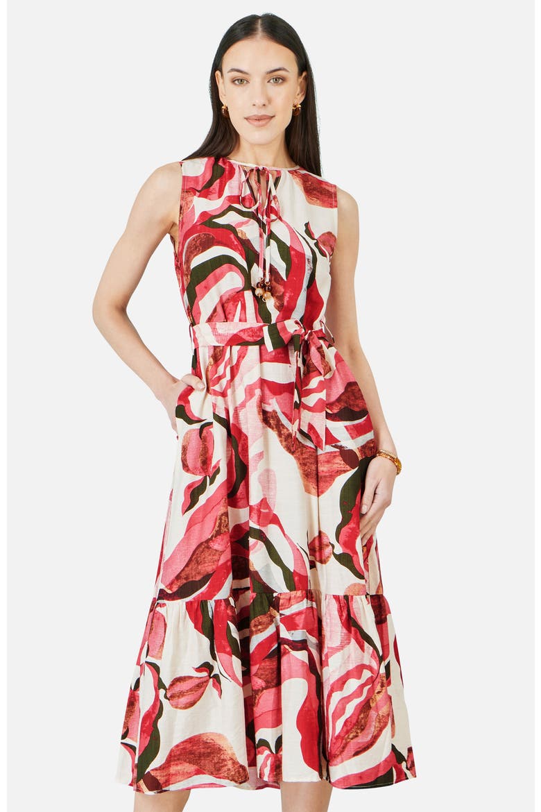 Swirl Print Midi Dress, Main, color, Pink