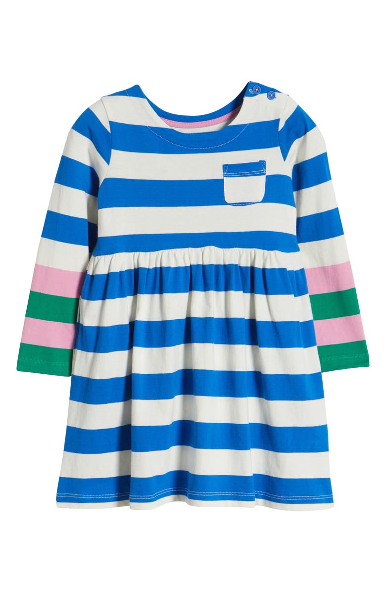 Mini Boden Kids' Stripe Long Sleeve Cotton T-Shirt Dress, Main, color, 