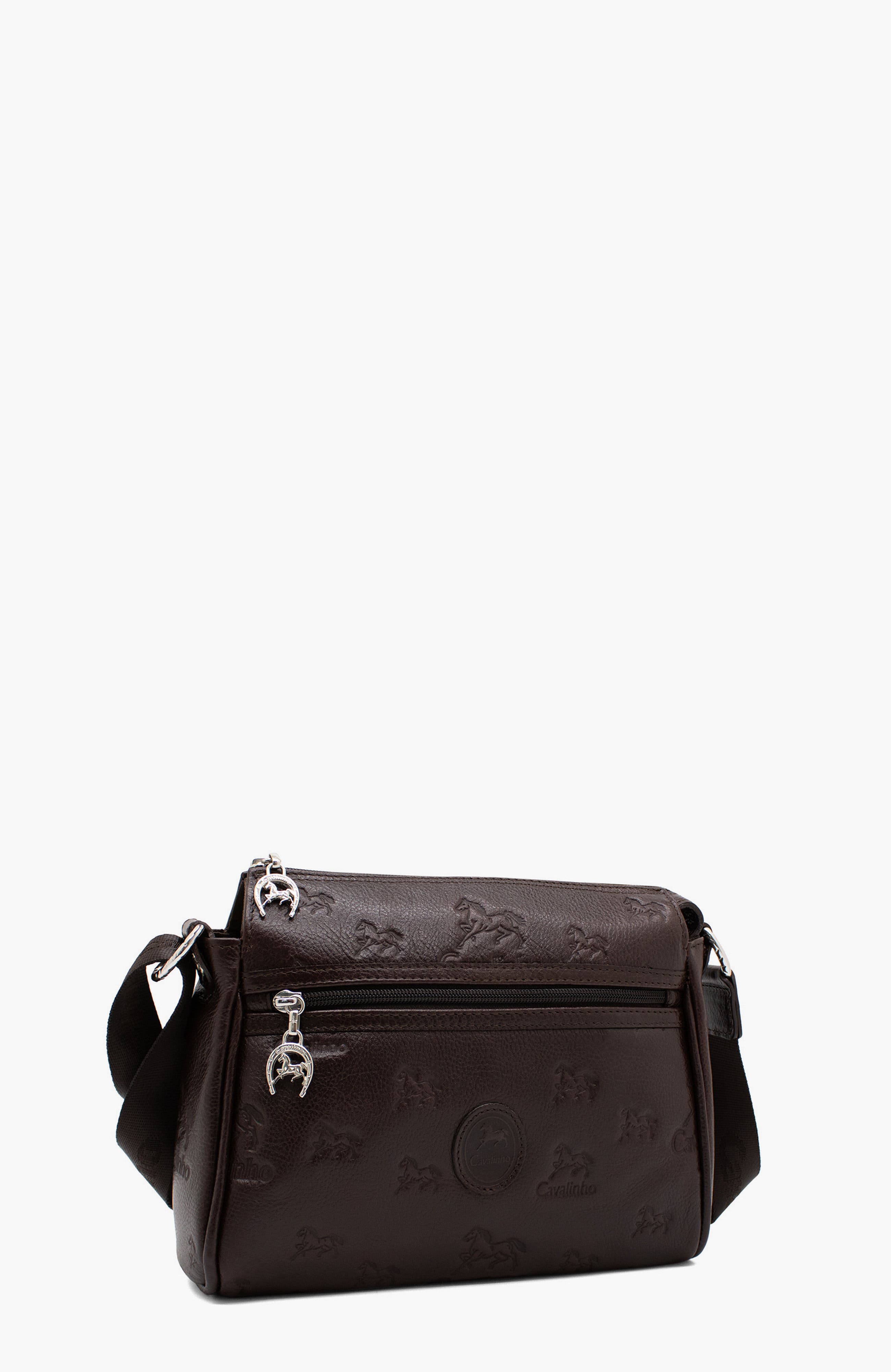 Cavalo Lusitano Embossed Leather Crossbody Bag 373, Alternate, color, Brown