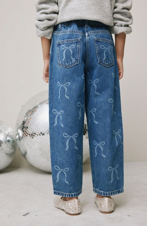 Next Kids' Sequin Bow Barrel Jeans In Blue