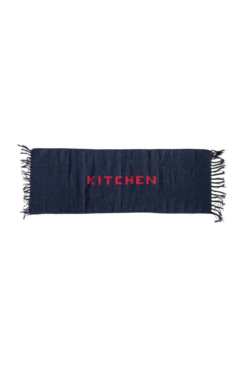 Handloomed Recycle Yarn Kitchen Mat, Main, color, Navy Blue