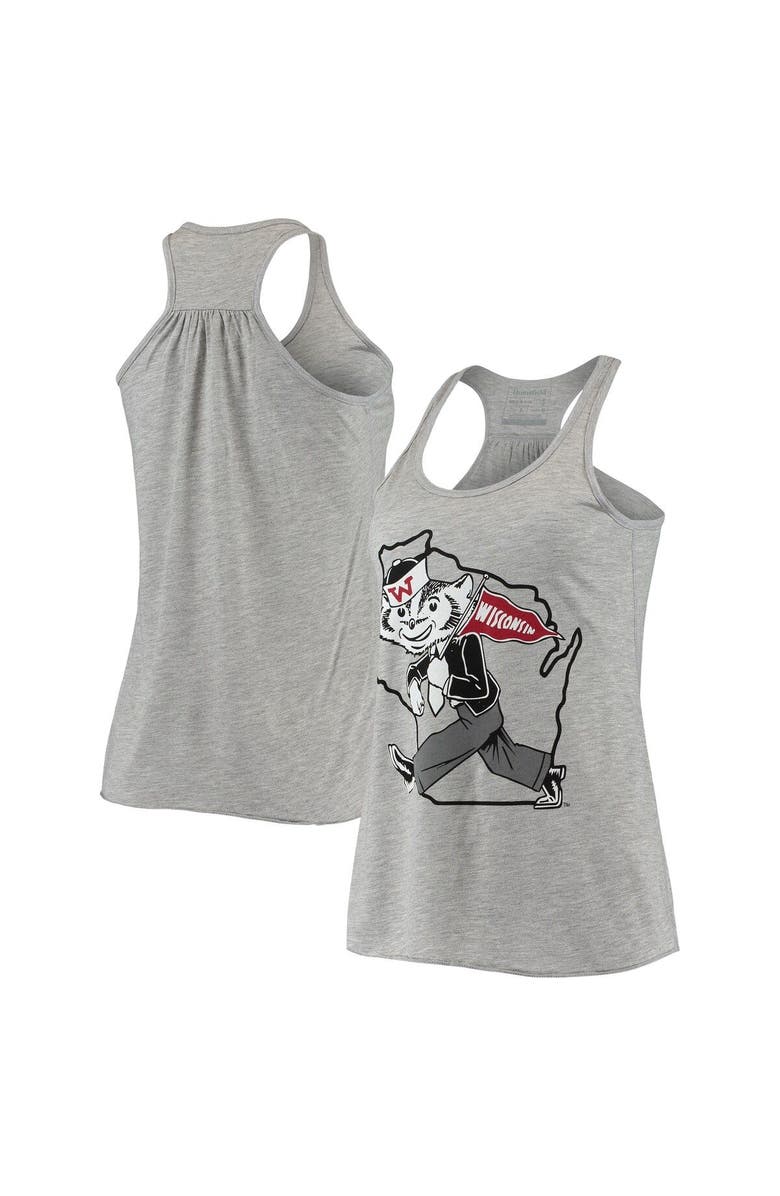 HOMEFIELD Women's Homefield Ash Wisconsin Badgers Vintage Racerback Tank Top, Main, color, 