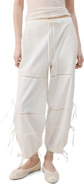 MANGO Lace & Bow Detail Cotton Pants