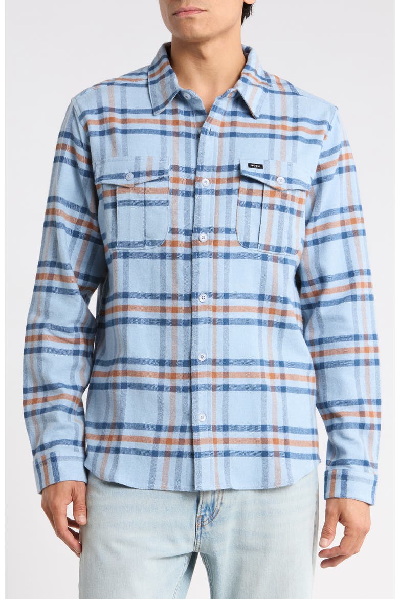 Hughes Plaid Flannel Shirt, Main, color, CHAMBRAY
