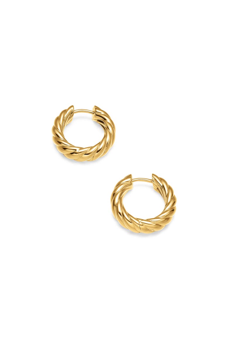 Sculpted Cable Hoop Earrings in 18K Yellow Gold, 18.6mm, Alternate, color, YELLOW GOLD