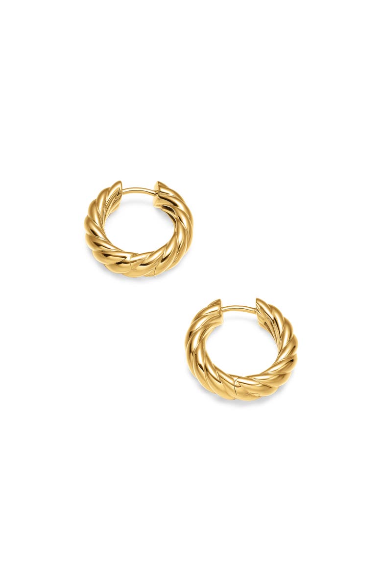 David Yurman Sculpted Cable Hoop Earrings in 18K Yellow Gold, 18.6mm, Alternate, color, Yellow Gold