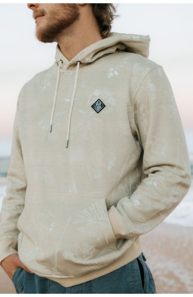 Baja Llama NAZCA LINES - HELSINKI COTTON HOODIE, Alternate, color, Gold