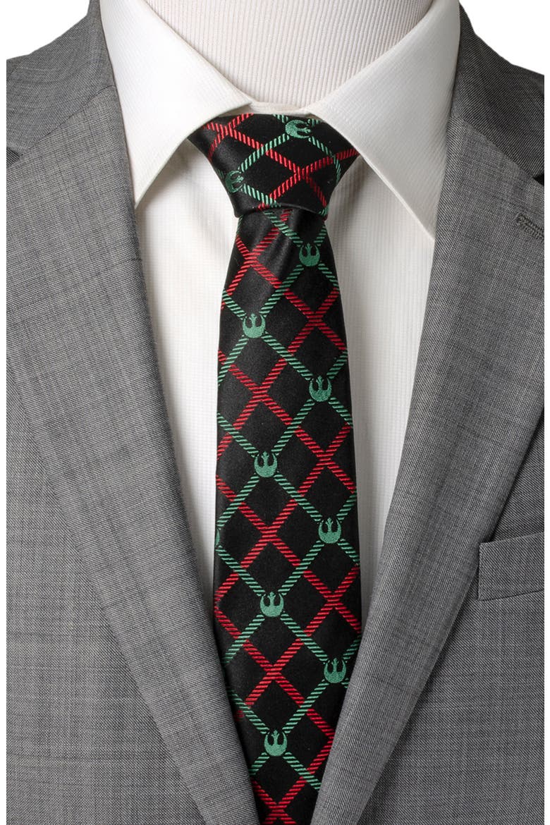 Star Wars Rebel Alliance Plaid Silk Blend Tie, Alternate, color, RED