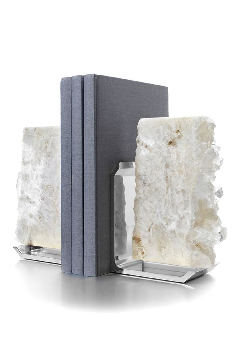 Fim Crystal Quartz Bookends, Main, color, CRYSTAL SILVER