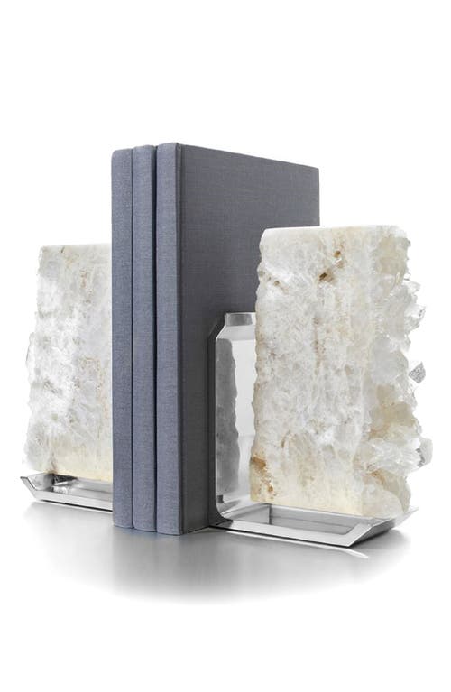 Anna New York Fim Natural Agate Bookends In Crystal Silver