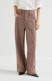 Brunello Cucinelli Virgin wool donegal baggy five-pocket trousers with monili