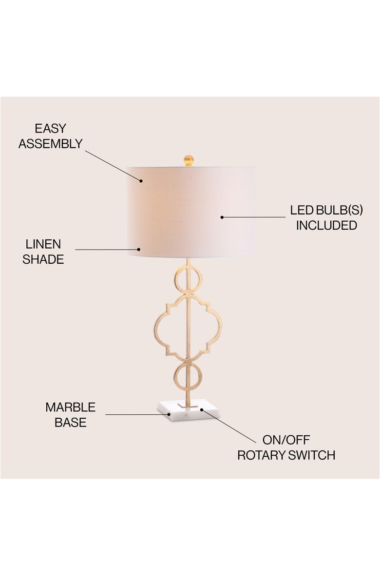 JONATHAN Y July 31" Modern Contemporary Metal LED Table Lamp, Gold Painting, Alternate, color, Gold Painting/White