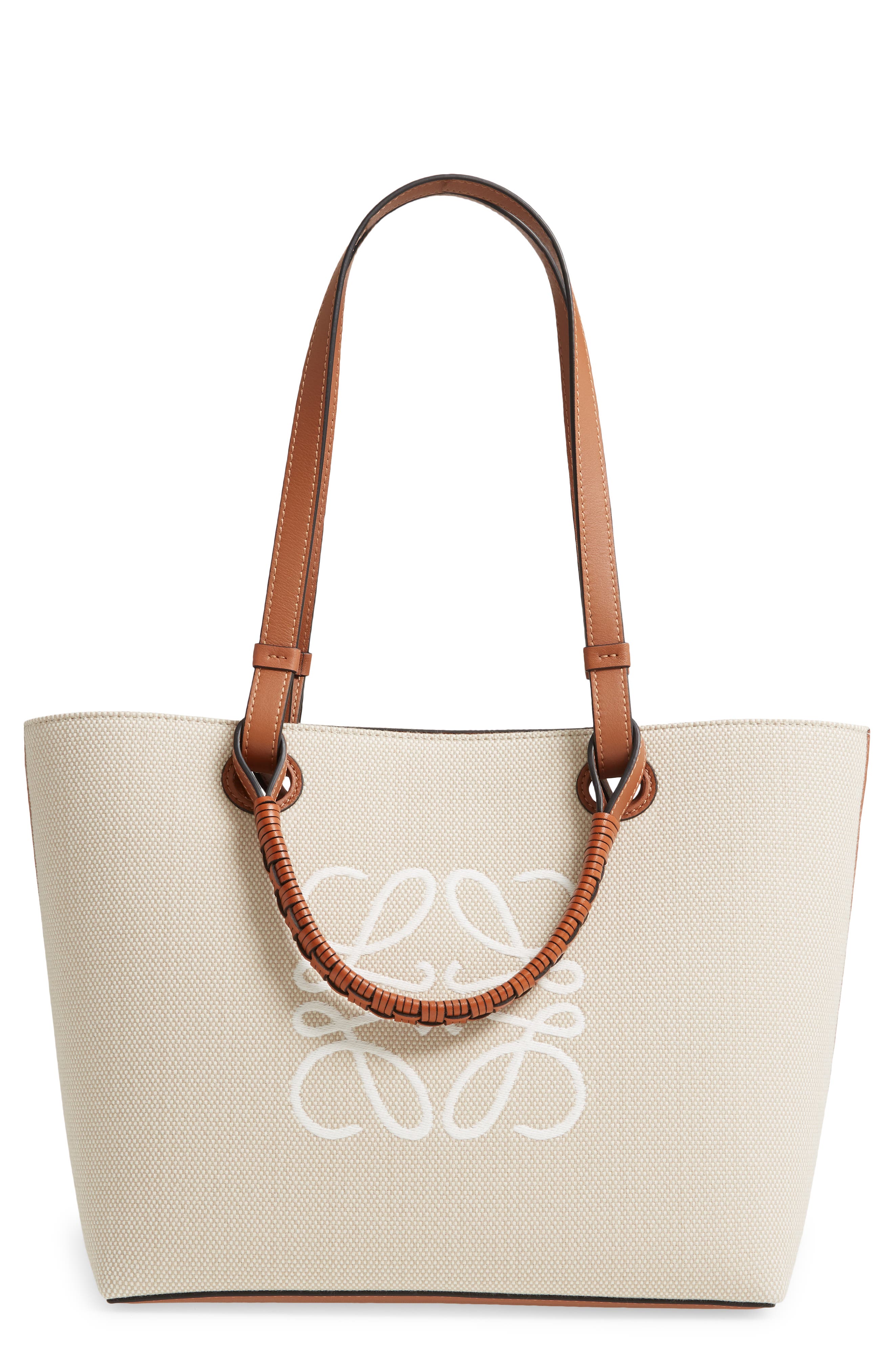 Small Anagram Jacquard Canvas Tote, Main, color, ECRU/ TAN