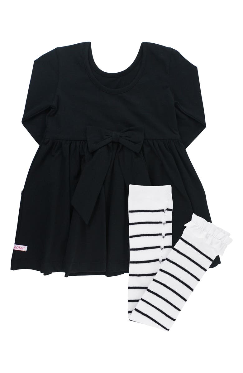 RuffleButts Twirl Dress & Stripe Tights, Alternate, color,