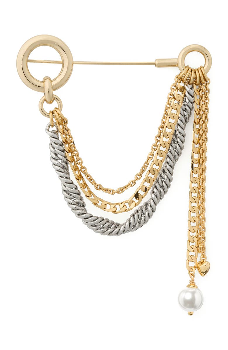 Kate Spade New York chain reaction brooch, Main, color, Cream/ Mixed Metal