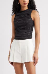 Open Edit Ruched Mesh Tank Top