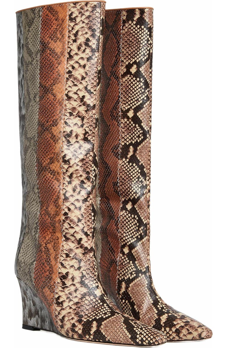 Cynthia Rowley Embossed Leather Wedge Boot, Main, color, Multi