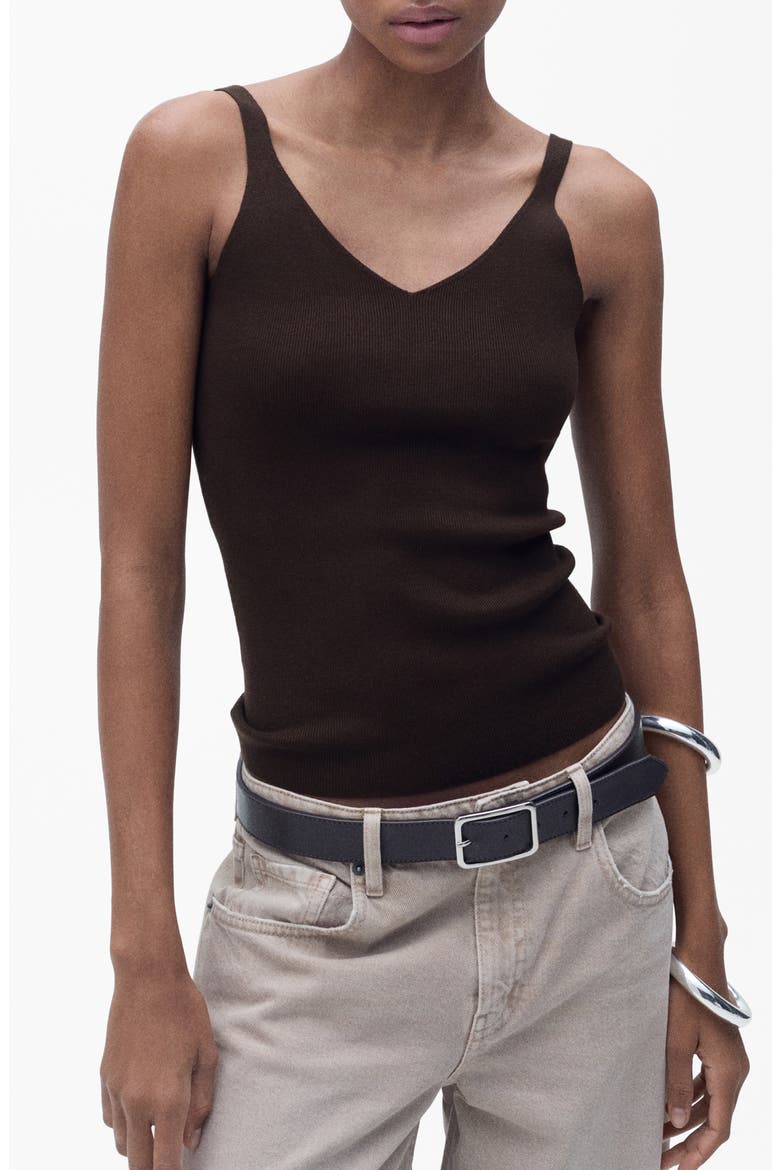 V-Neck Rib Tank, Main, color, CHOCOLATE