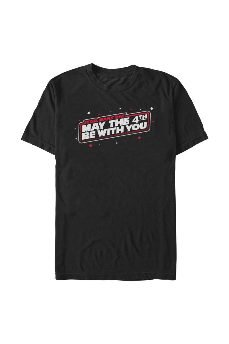 Men's May The Fourth Red Outline Short Sleeve Graphic T-Shirt, Main, color, Black