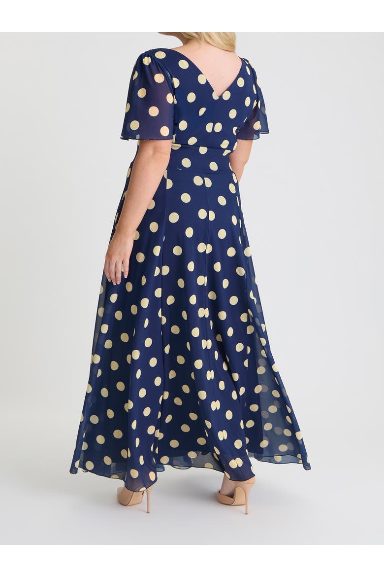 Isabelle Spot Angel Sleeve Maxi Dress, Alternate, color, Navy Cream Spot