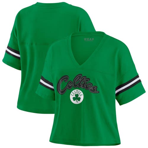 Wear By Erin Andrews Kelly Green Boston Celtics Plus Size Color Block Boxy V-neck T-shirt