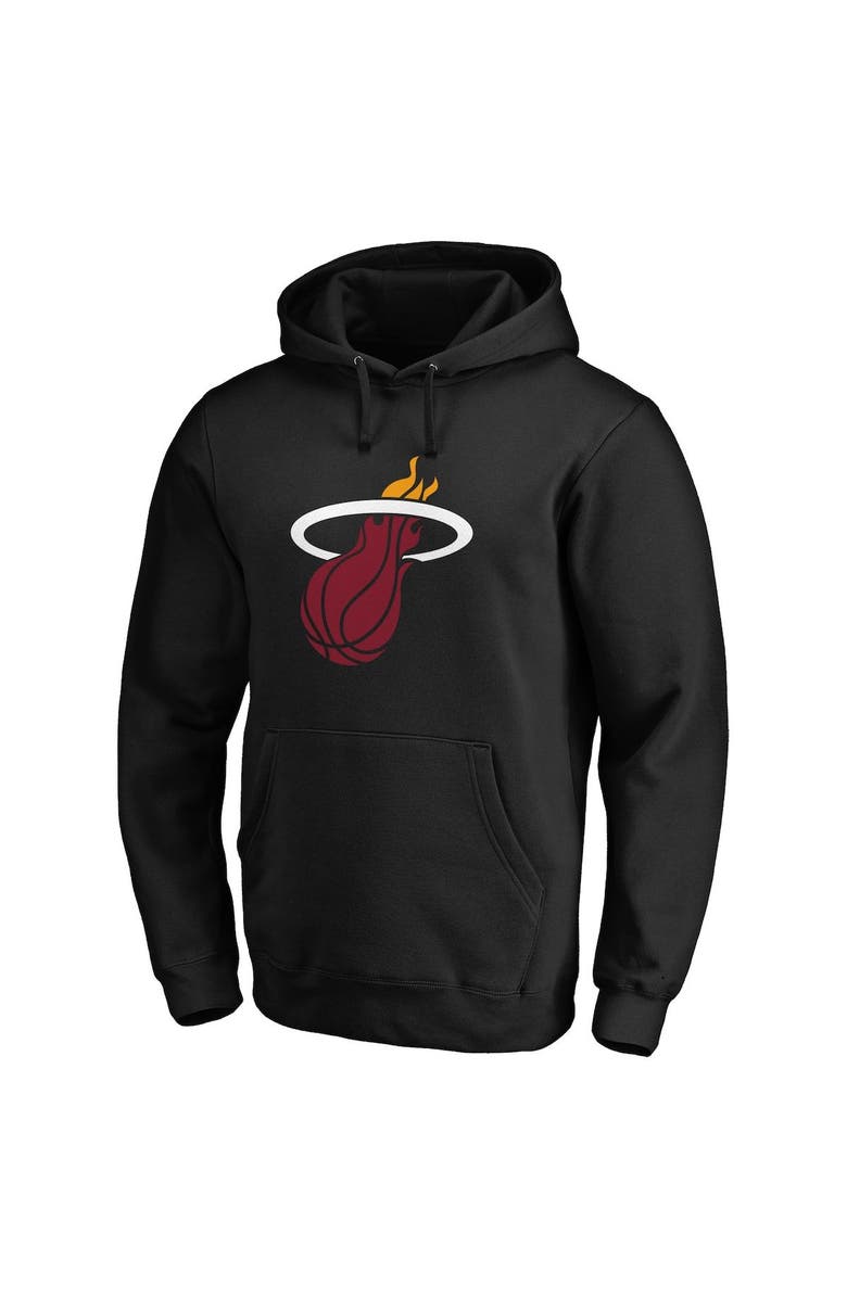 FANATICS Men's Fanatics Branded Black Miami Heat Icon Primary Logo Fitted Pullover Hoodie, Alternate, color, 