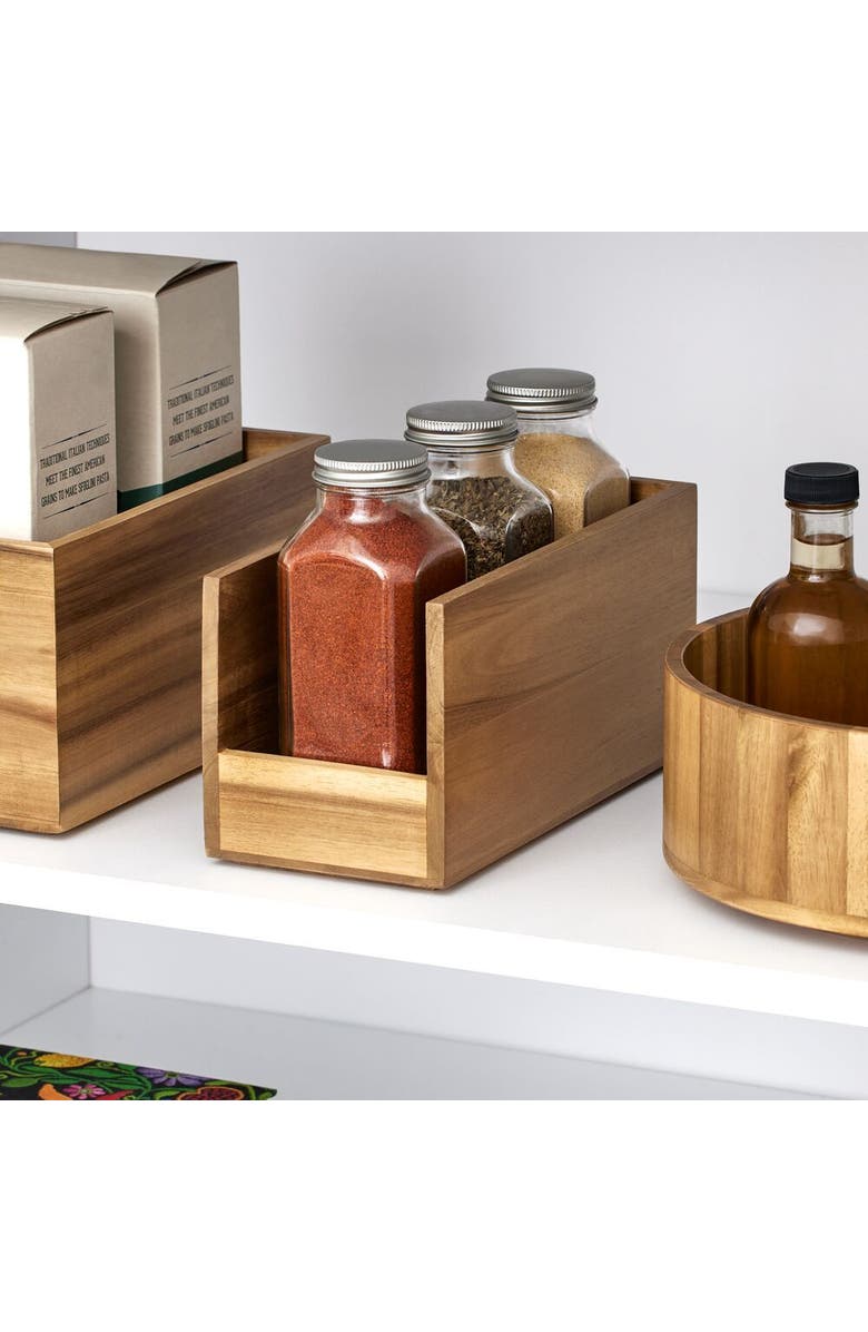 iDesign Acacia Wood Open-Front Pantry Bin for Kitchen Organization, Alternate, color, Natural - 1 Pack