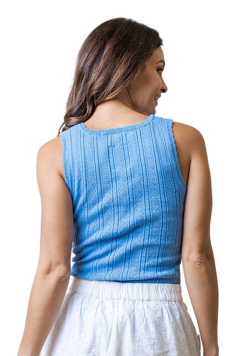 Womens' Empire Sweater Tank, Alternate, color, Cornflower Blue Pointelle