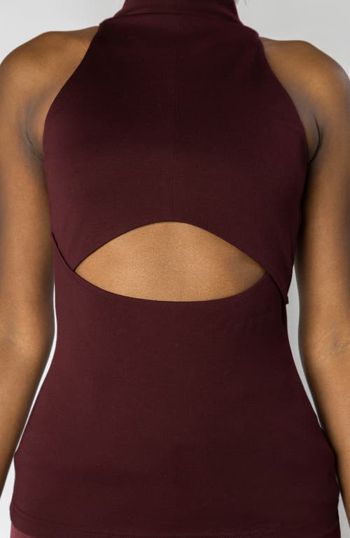 Israella Kobla Terasu Cutout Mock Neck Sleeveless Top In Burgundy