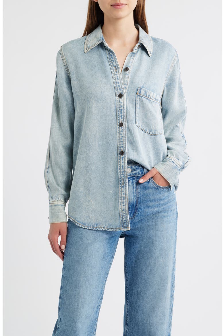 Atticus Denim Button-Up Shirt, Main, color, BLEACHED INDIGO