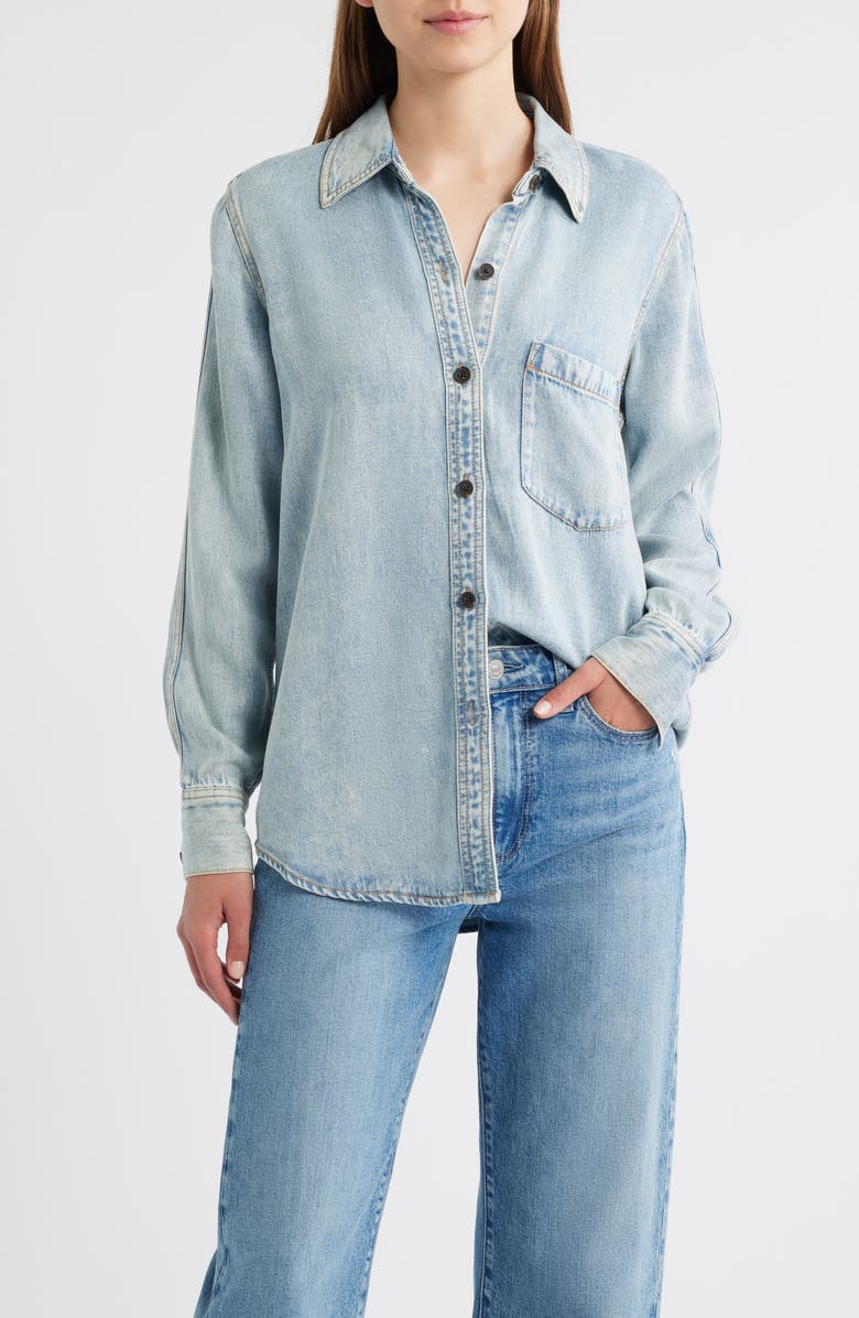 Rails Atticus Denim Button-Up Shirt, Main, color, Bleached Indigo
