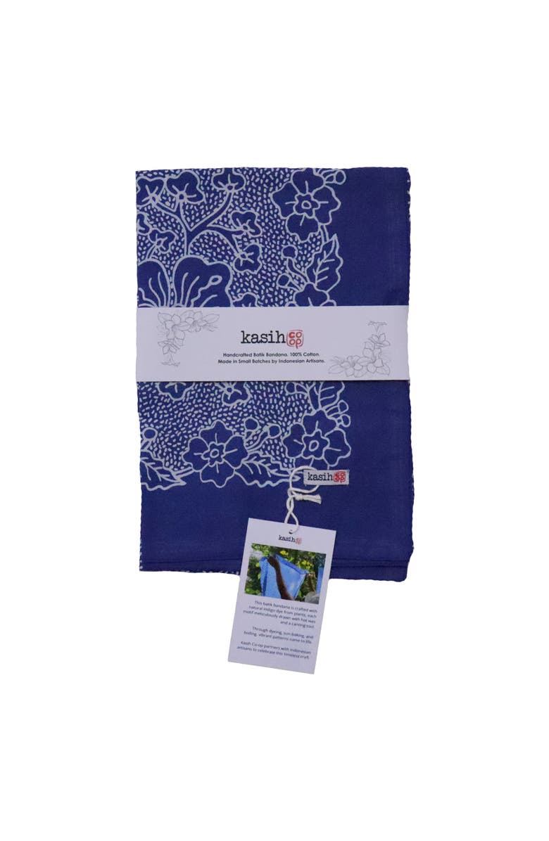 Kasih Coop Hand Drawn Indigo Batik Tulis Bandana, Alternate, color, Indigo Blue