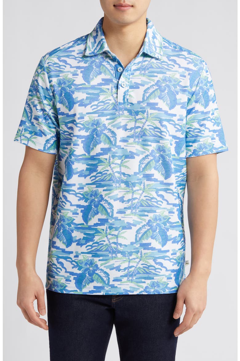 Pop Art Palms IslandZone® Performance Polo, Main, color, INFINITY POOL