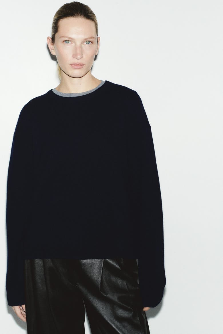 Oversized Wool Sweater, Alternate, color, Navy blue