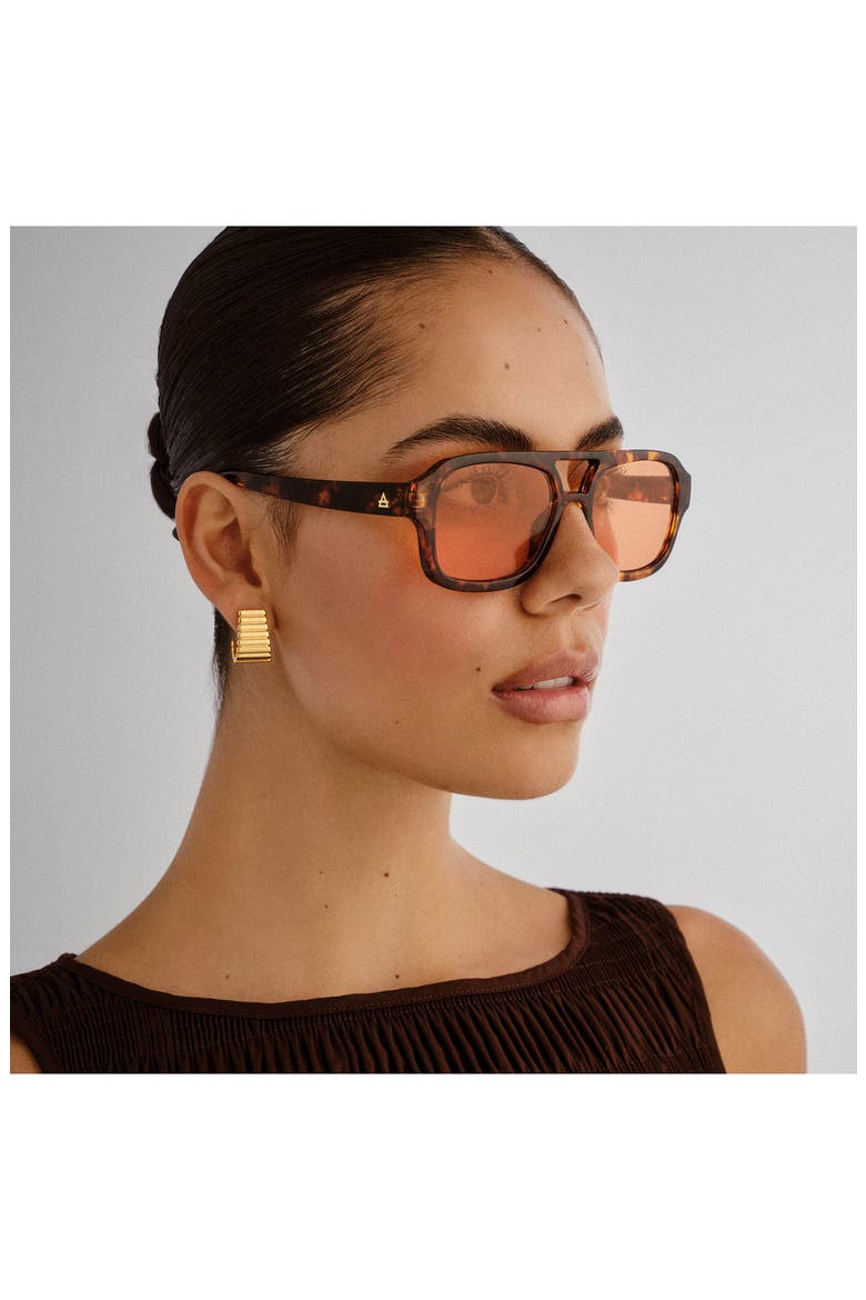 Aquarius 55mm Gradient Aviator Sunglasses, Alternate, color, RICH AMBER TORT / CINNAMON