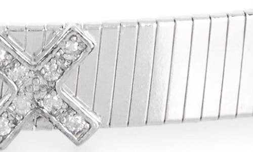 Meshmerise 'x' Diamond Ribbed Chain Bracelet In White Gold