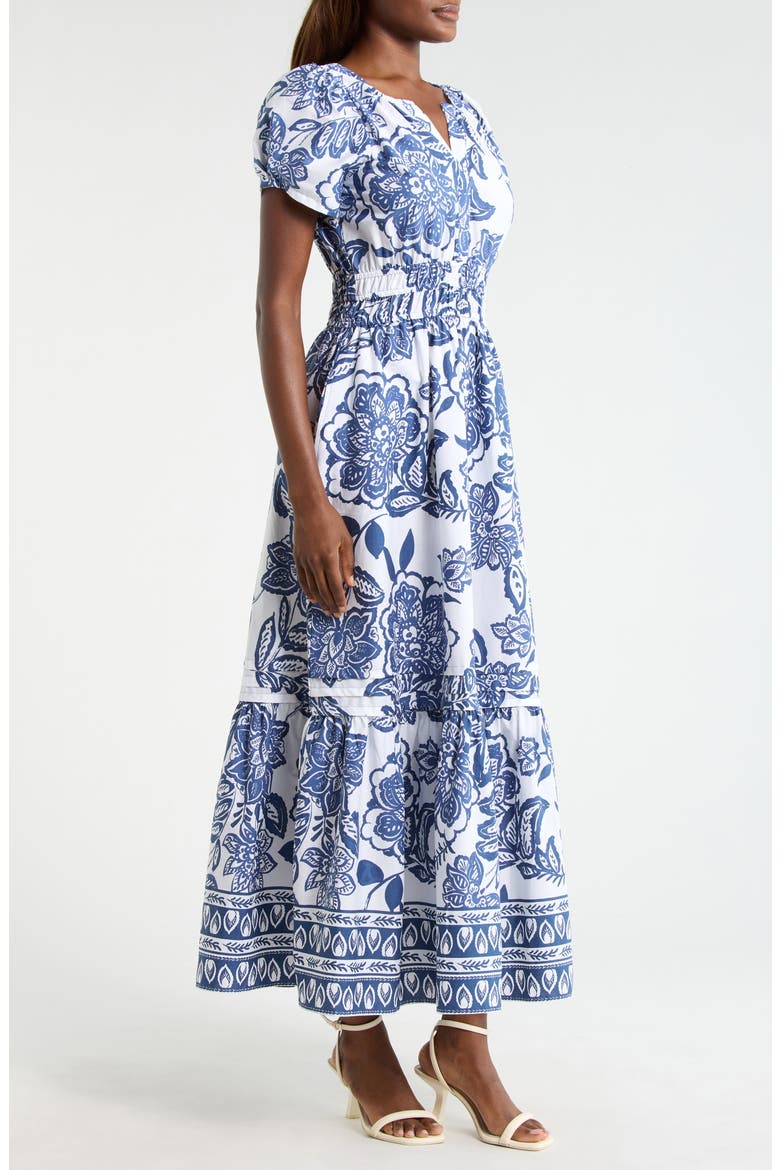 Floral Smocked Waist Maxi Dress, Alternate, color, CLASSIC NAVY